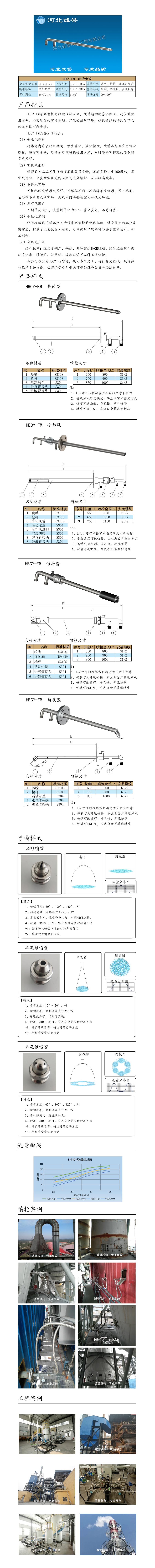 為您提供HBCY-FM-脫硝噴槍保護(hù)套、噴槍參數(shù)、材質(zhì)尺寸介紹，流量分布圖、扇形空心錐俯視圖介紹，以及霧化視頻介紹，更多詳細(xì)內(nèi)容盡在河北誠譽(yù)！