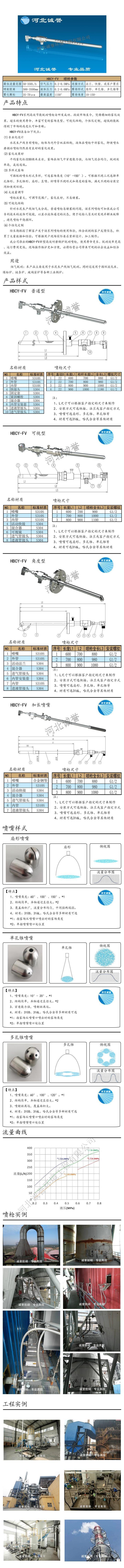 電廠脫硝噴槍保護(hù)套、噴槍參數(shù)、材質(zhì)尺寸、流量分布圖、扇形空心錐俯視圖介紹，以及噴槍霧化視頻展示和工程案例介紹